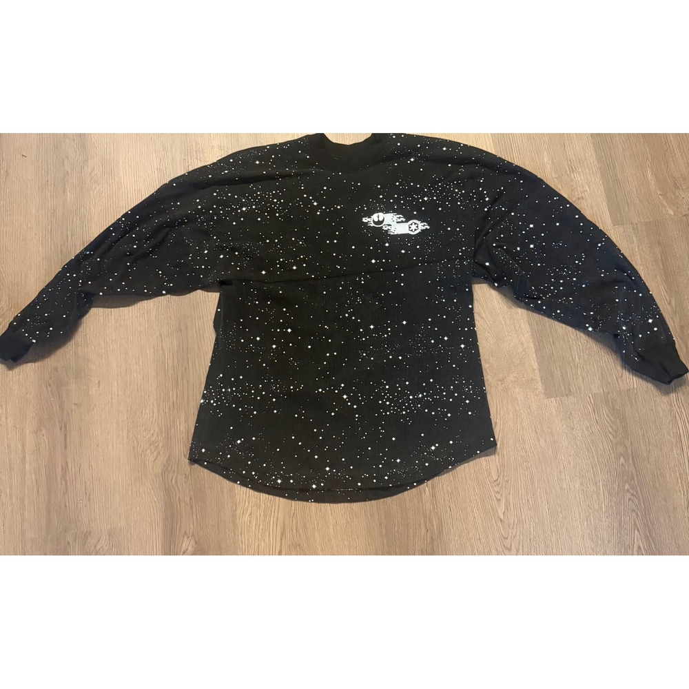 Disney Parks Star Wars Spirit Jersey Black Galaxy Star Print Long Sleeve Shirt L